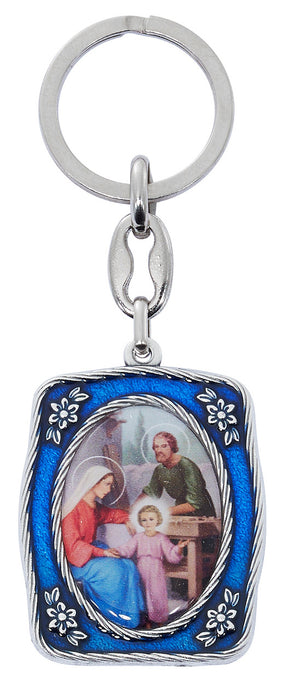 Holy Family Blue Epoxy Keychain
