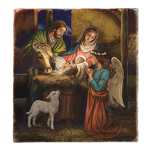 Away in a Manger 8" Tile Plaque w/ Stand