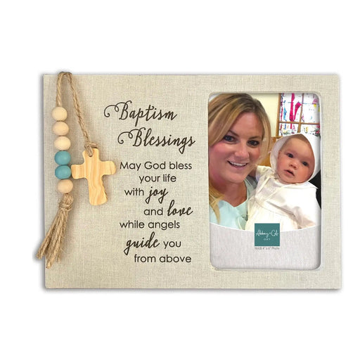 Baptism Blessings Fabric 4x6 Picture Frame (Blue)