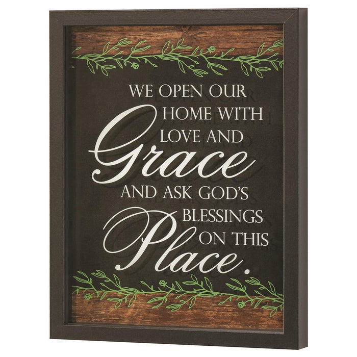 We Open Our Home 11x14 Shadow Box Wall Art