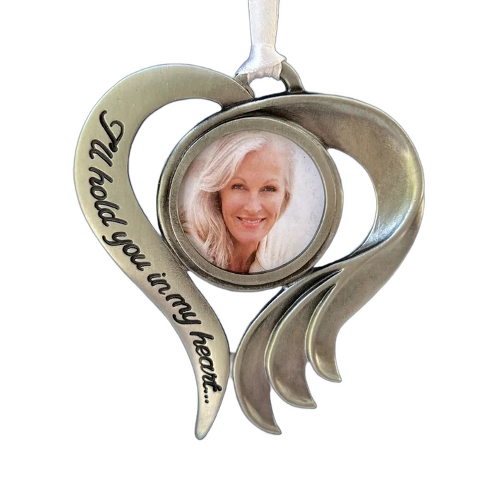 Sculpted Heart Photo Memorial Ornament