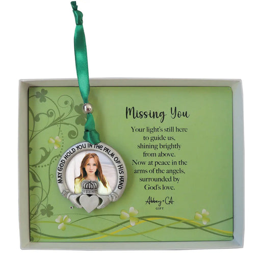 Missing You Claddagh Photo Ornament