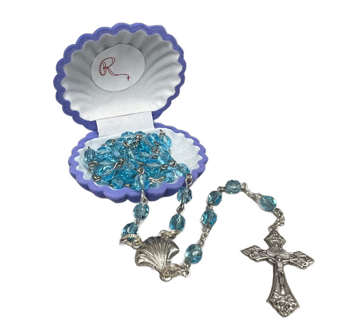 Rosaries for a Reason Blue Baptism Rosary w/ Shell Case