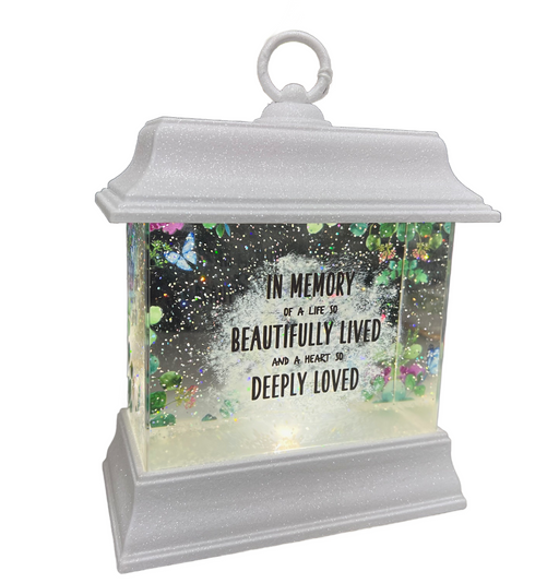 In Memory Glitter Dome Lighted Lantern