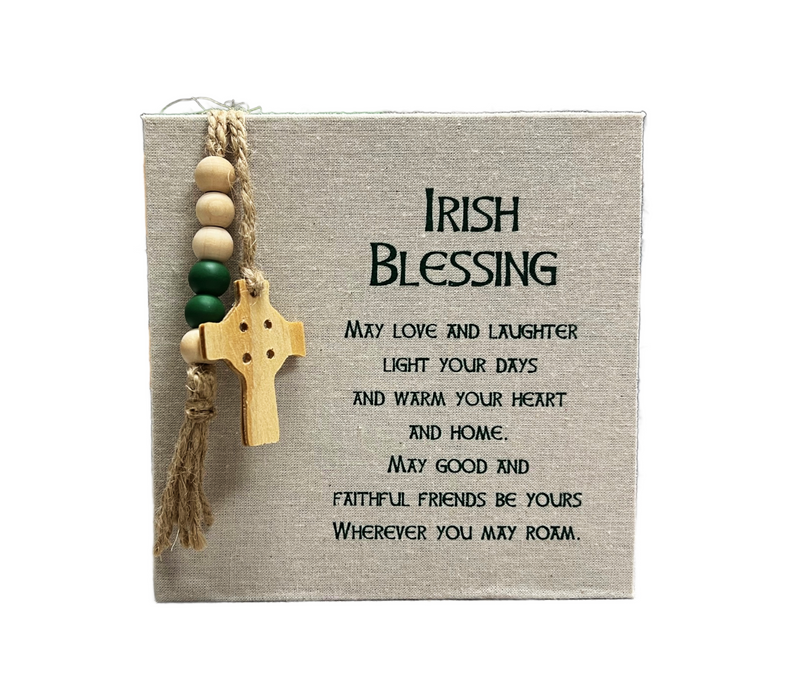 Irish Blessing 6x6 Canvas Plaque w/ Beads