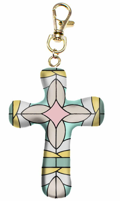 Pink Shimmer Comforting Clay Cross Keychain