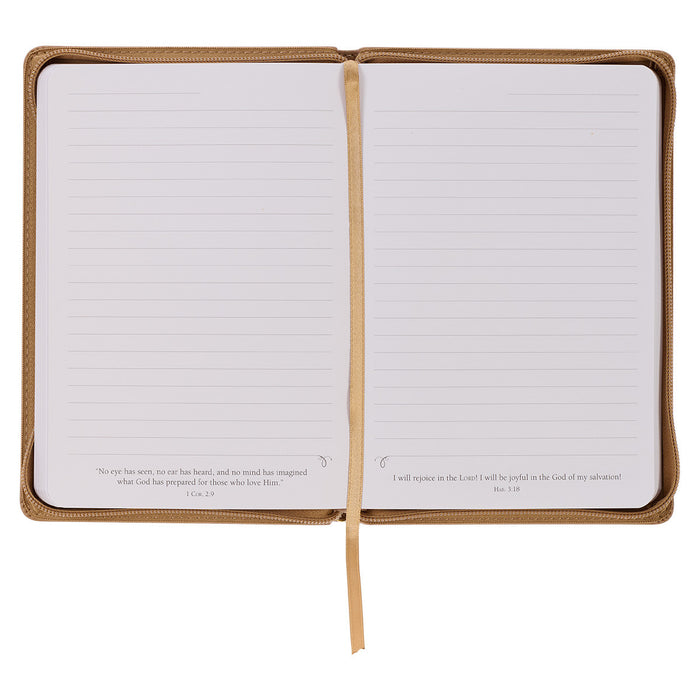Grateful Butterscotch Faux Leather Classic Journal with Zippered Closure - Psalm 106:1