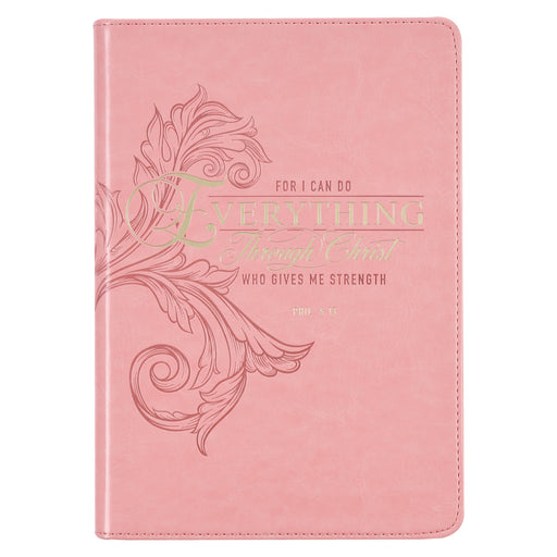 Through Christ Pink Faux Leather Classic Journal - Philippians 4:13