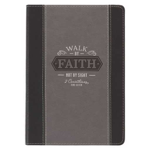 Walk by Faith Black and Gray Faux Leather Classic Journal