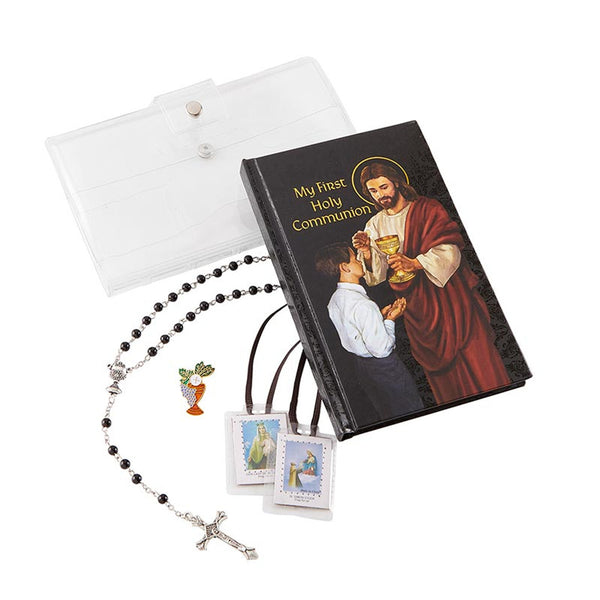 First Communion Gift Set For Boys - Includes Mass Book, Scapular, Rosary, Lapel Pin & Wallet | Boxed Ready For Gift Giving 3 thumbnail image