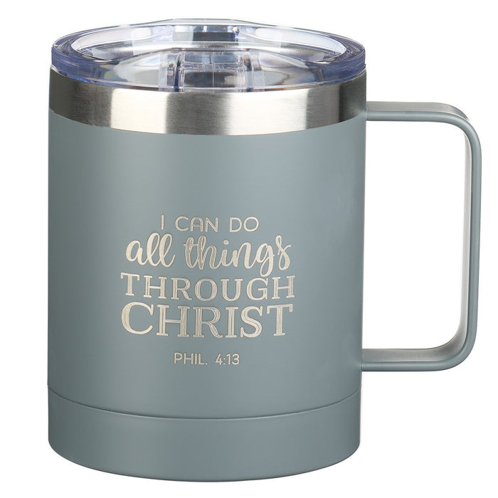 I Can Do All Things Gray Camp-style 11 oz Stainless Steel Mug