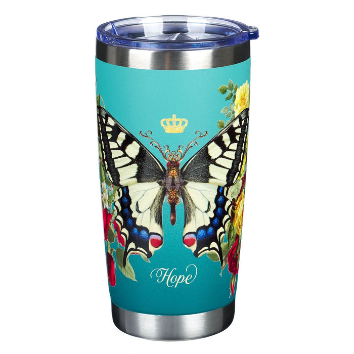 Hope Butterfly 18 oz Stainless Steel Travel Tumbler - Isaiah 40:31