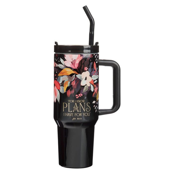 I Know the Plans 40 Oz Tumbler with Reusable Straw - Jeremiah 29:11