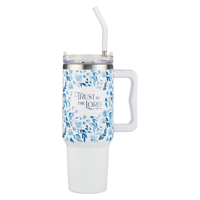 Trust in the Lord 40 oz Stainless Steel Travel Mug with Straw