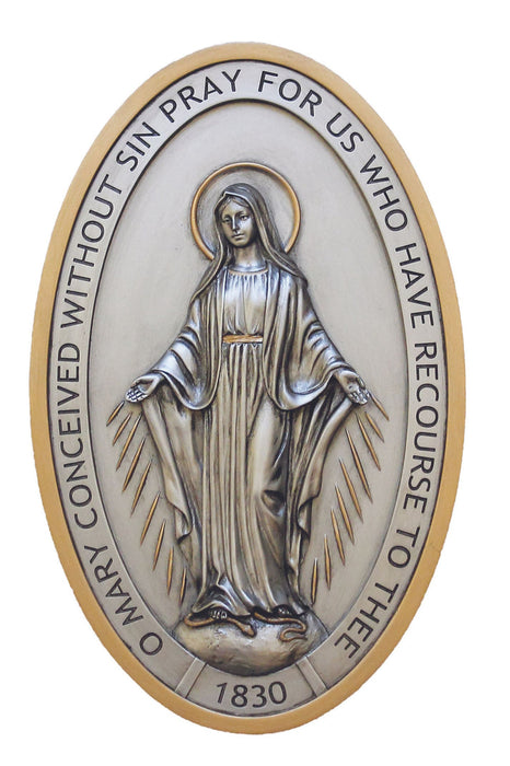Miraculous Medal 5x8 Pewter Plaque