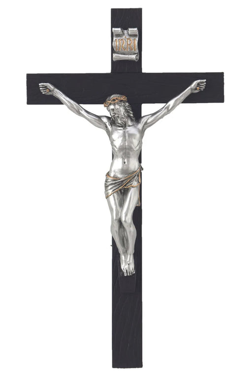 10" Black Crucifix w/ Silver Corpus