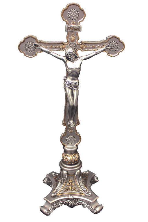 13" Ornate Standing Crucifix (Pewter)