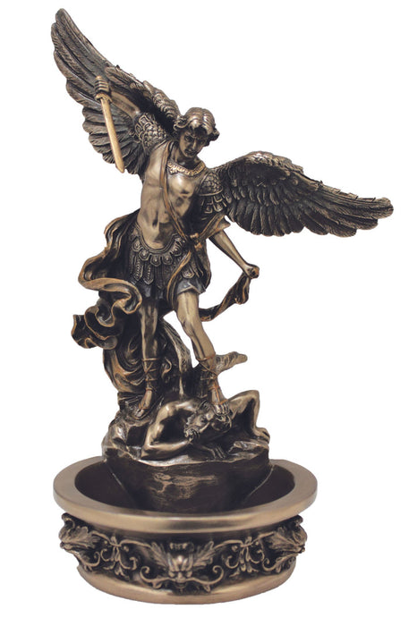 St. Michael Bronze 8" Holy Water Font