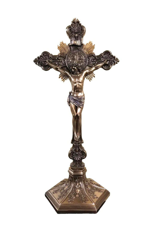 9.5" Standing St. Benedict Crucifix (Bronze)