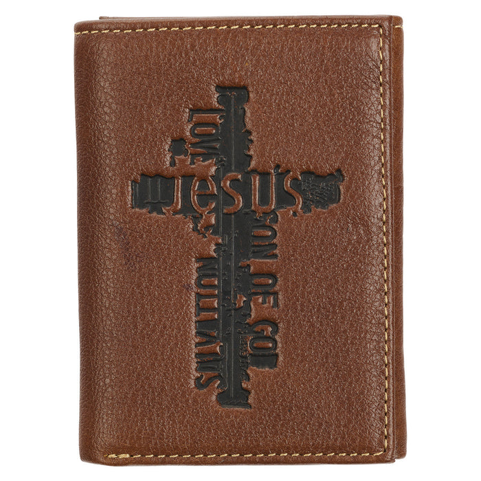 Names of Jesus Classic Brown Full Grain Leather Trifold Wallet