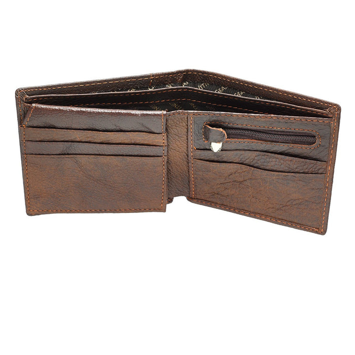 Strong and Courageous Two-tone Brown Full Grain Leather Wallet