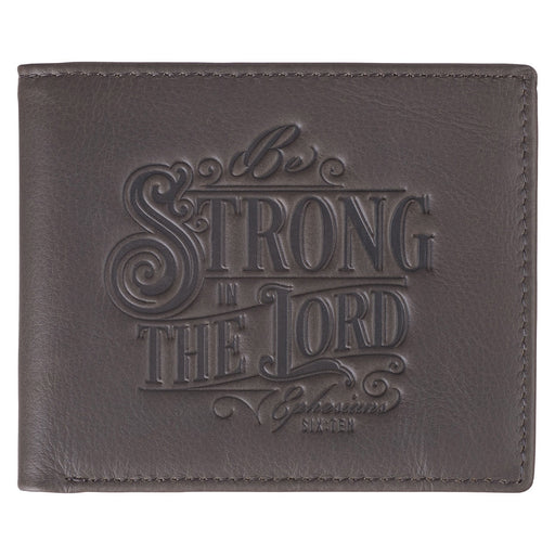 Be Strong in the Lord Charcoal-Brown Genuine Leather Wallet