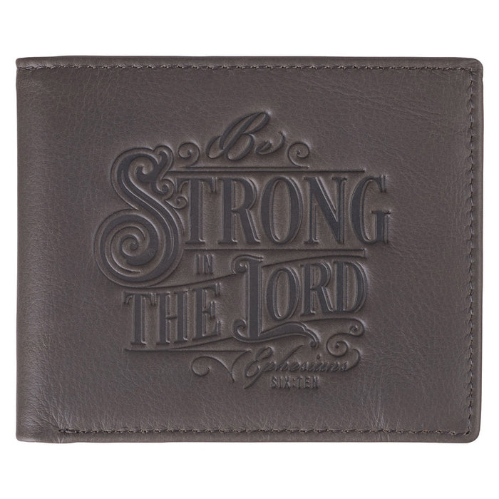Be Strong in the Lord Charcoal-Brown Genuine Leather Wallet