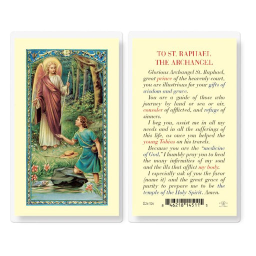 St. Raphael Laminated Holy Card