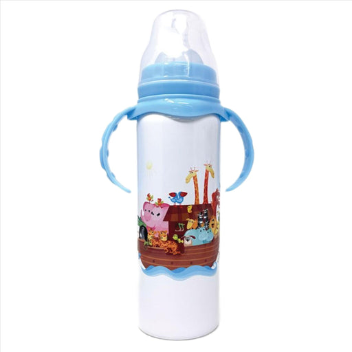 Noah's Ark Stainless Steel Baby Bottle (Blue)