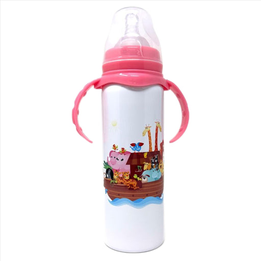 Noah's Ark Stainless Steel Baby Bottle (Pink)