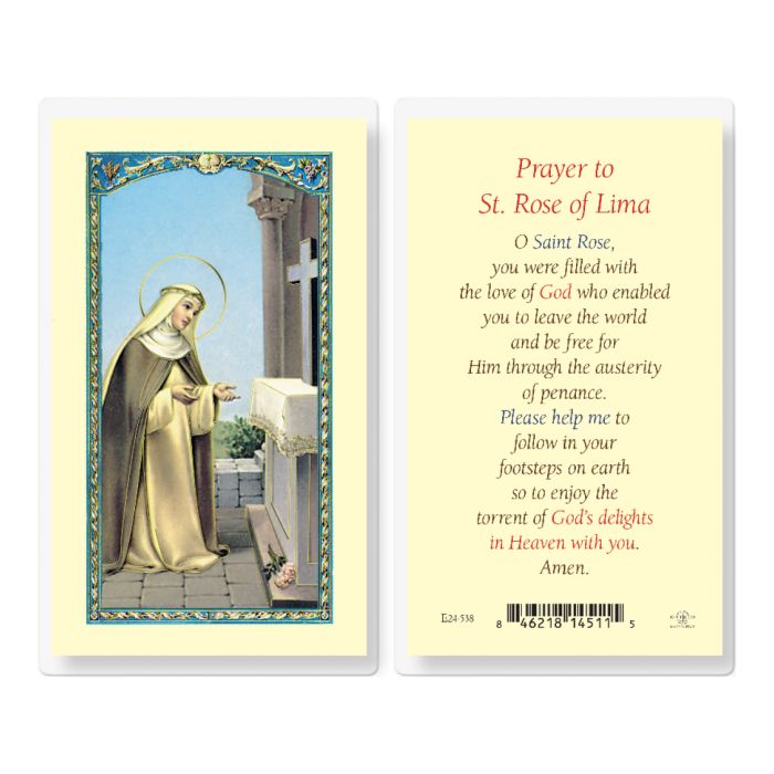St. Rose of Lima Laminated Holy Card