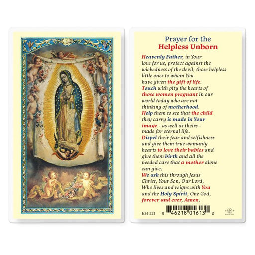 Prayer for the Helpless Unborn Laminated Holy Card