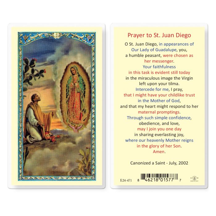 St. Juan Diego Laminated Holy Card