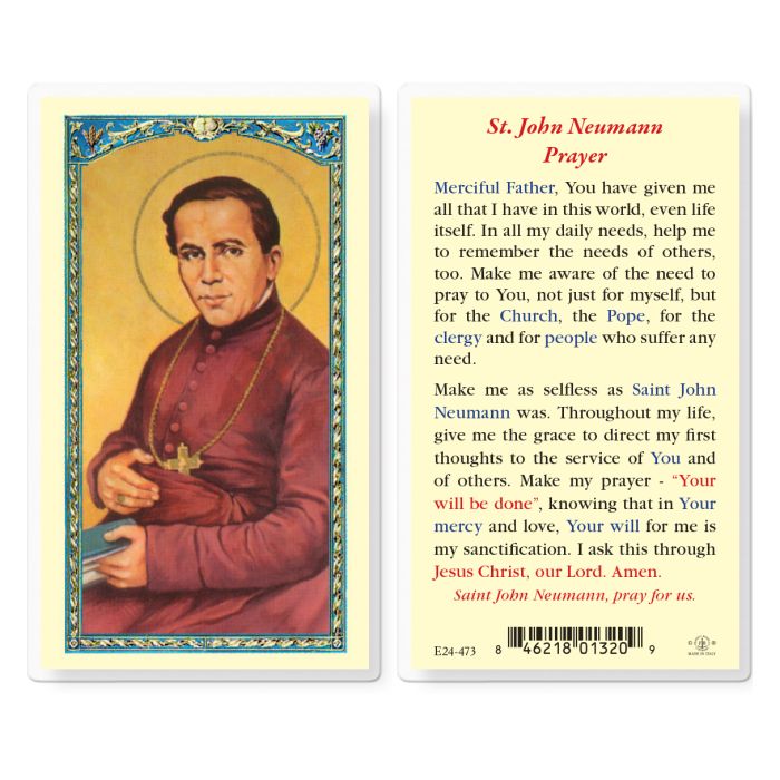 St. John Neumann Laminated Holy Card