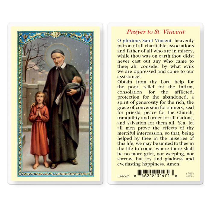 St. Vincent de Paul Laminated Holy Card