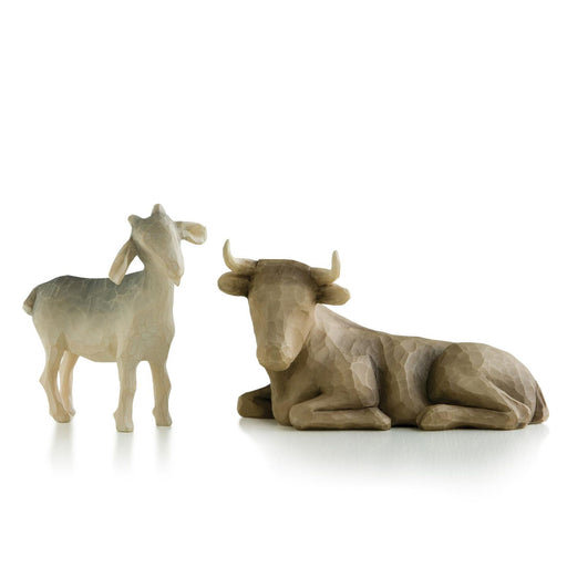 Ox and Goat Willow Tree Nativity Figurines