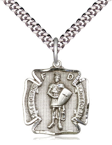 St. Florian Firefighter Medal w/ 24" Chain - Sterling Silver