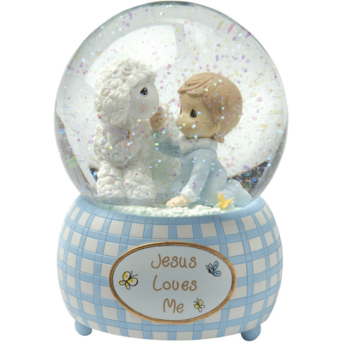 Precious Moments Jesus Loves Me Snow Globe - Boy w/ Lamb