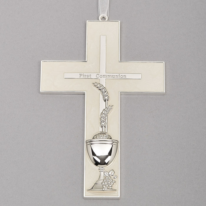 First Communion Polished Mother of Pearl 7" Cross
