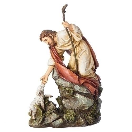 Good Shepherd Rescuing Lamb Statue 10.5"