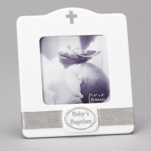 Baby's Baptism White/Gray Frame 4x4