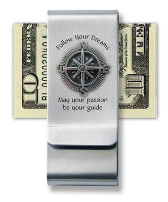 Follow Your Dreams Money Clip w/ Compass Design