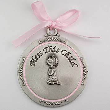 Pink Crib Medal - Bless This Child