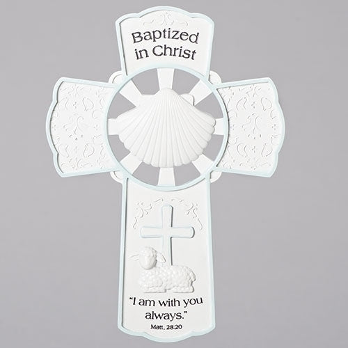 Baptized in Christ Blue/White Cross