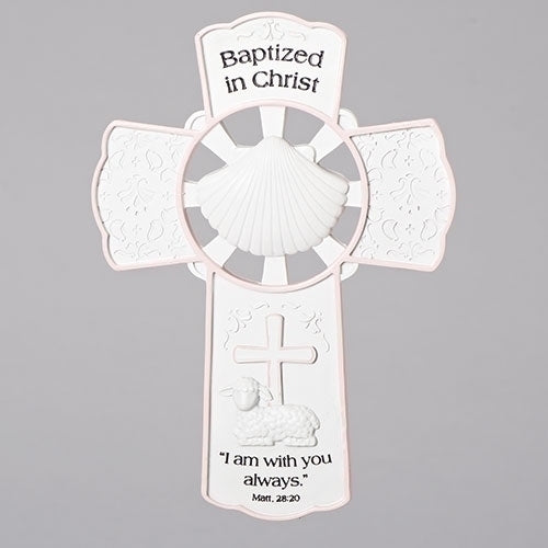 Baptized in Christ Pink/White Cross