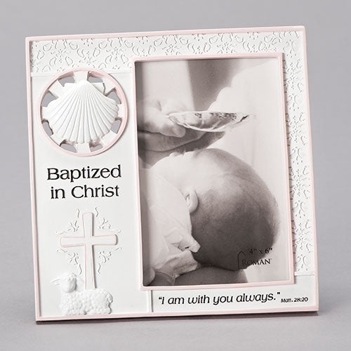 Baptized in Christ Pink/White Frame 4x6