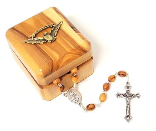 Olive Wood Rosary and Keepsake Box Set (Confirmation)