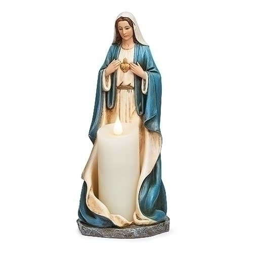Immaculate Heart of Mary Candle Holding Statue 10"