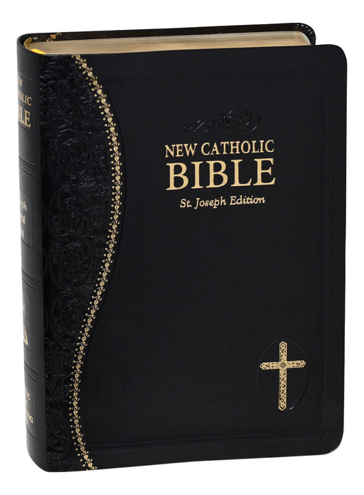 Black Leather St. Joseph New Catholic Bible - Personal Size