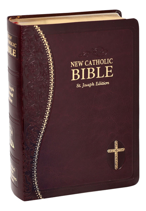 Burgundy Leather St. Joseph New Catholic Bible - Personal Size